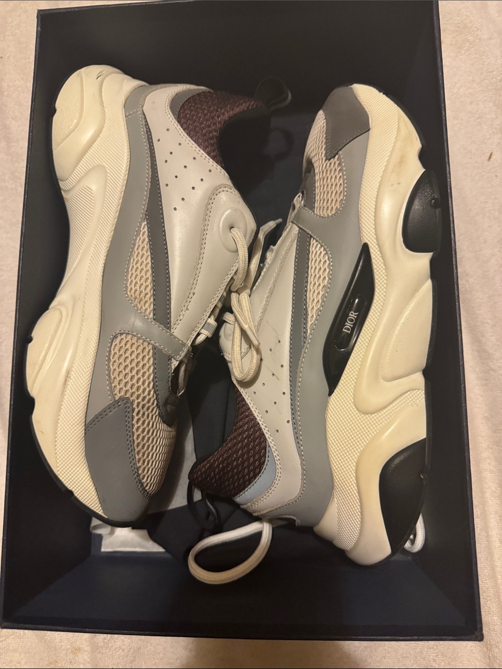 Dior Men's Chunky Sneaker in Cream, Gray & Brown